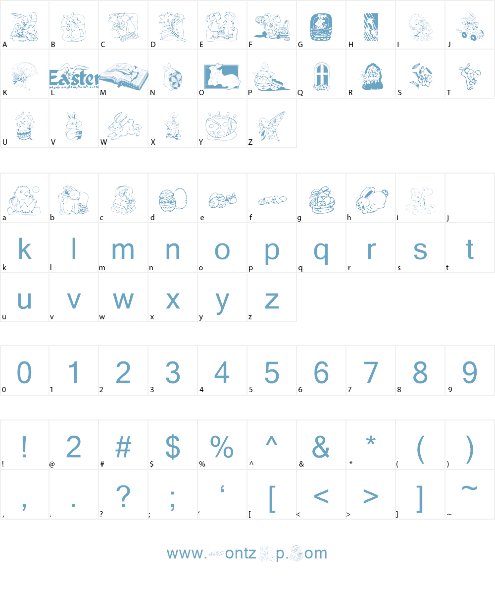 KR Easter 2003 Font Character